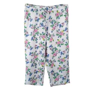 Charter Club 100% Luxury Linen Sz XL Floral Capri Pants Coastal Grandma EUC